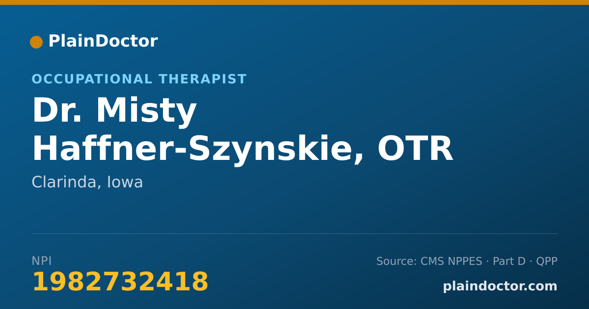 Shareable card for Misty Haffner-Szynskie, OTR - Occupational Therapist, Clarinda, IA