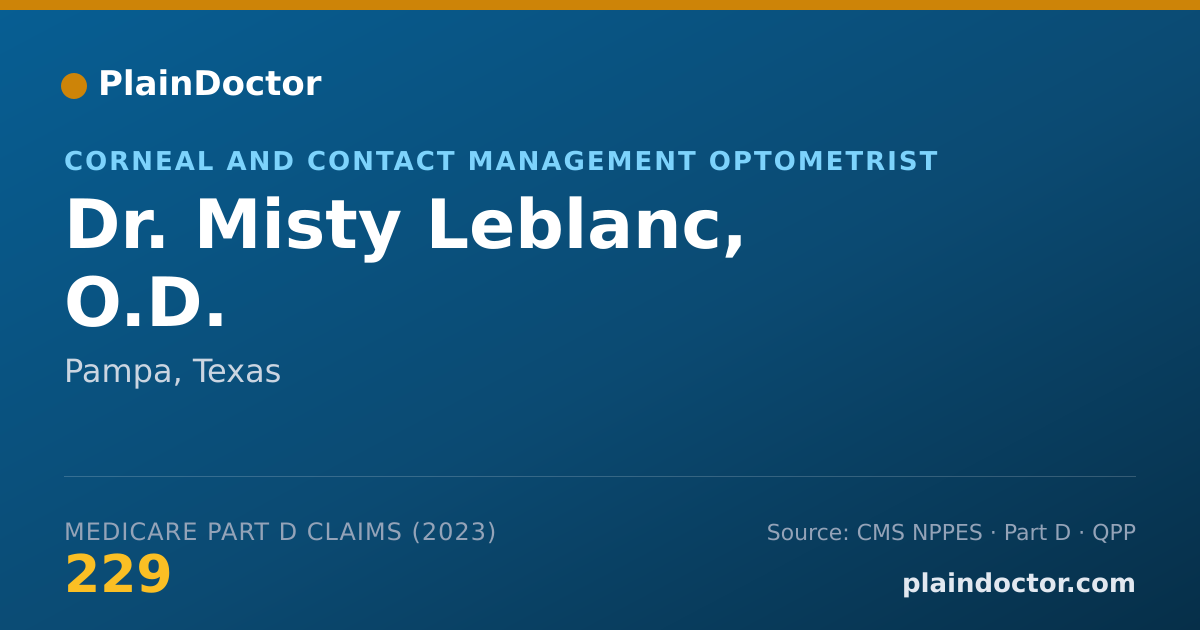 Shareable card for Misty Leblanc, O.D. - Corneal and Contact Management Optometrist, Pampa, TX