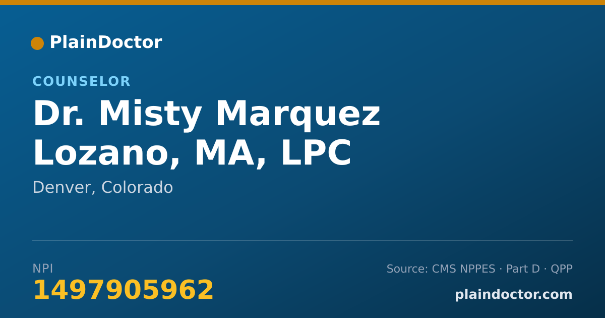 Shareable card for Misty Marquez Lozano, MA, LPC - Counselor, Denver, CO