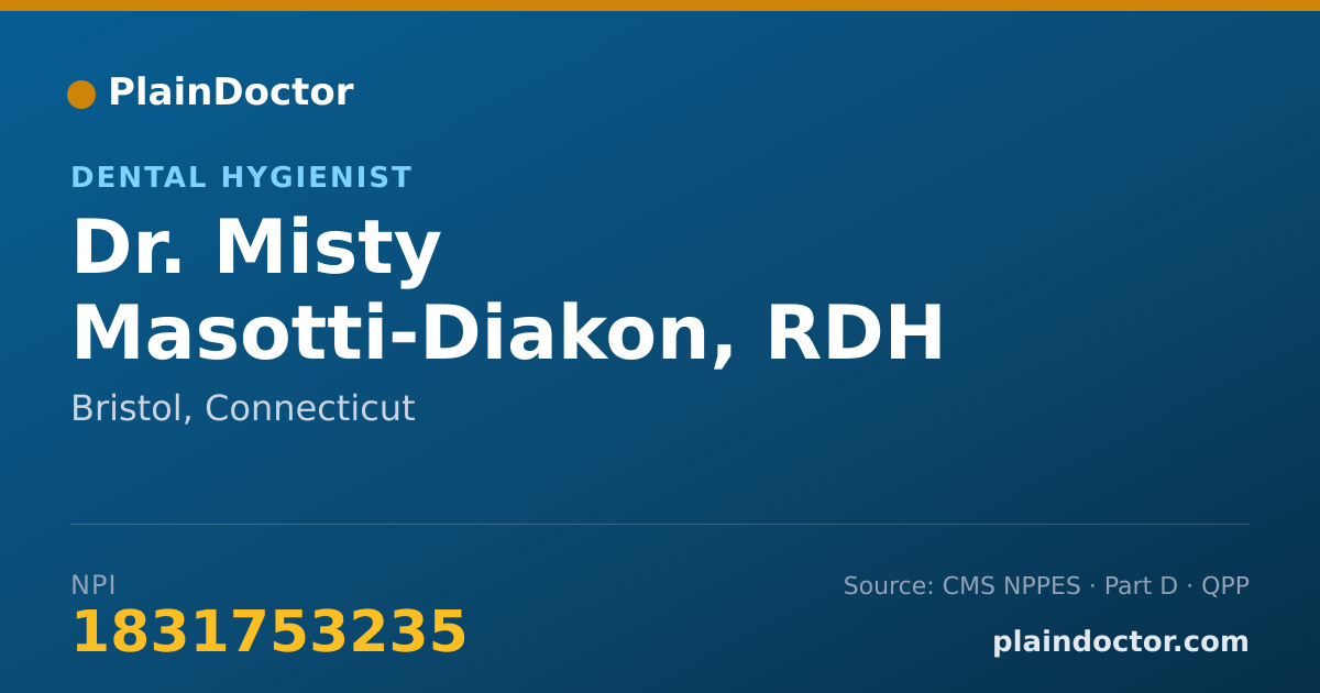 Shareable card for Misty Masotti-Diakon, RDH - Dental Hygienist, Bristol, CT