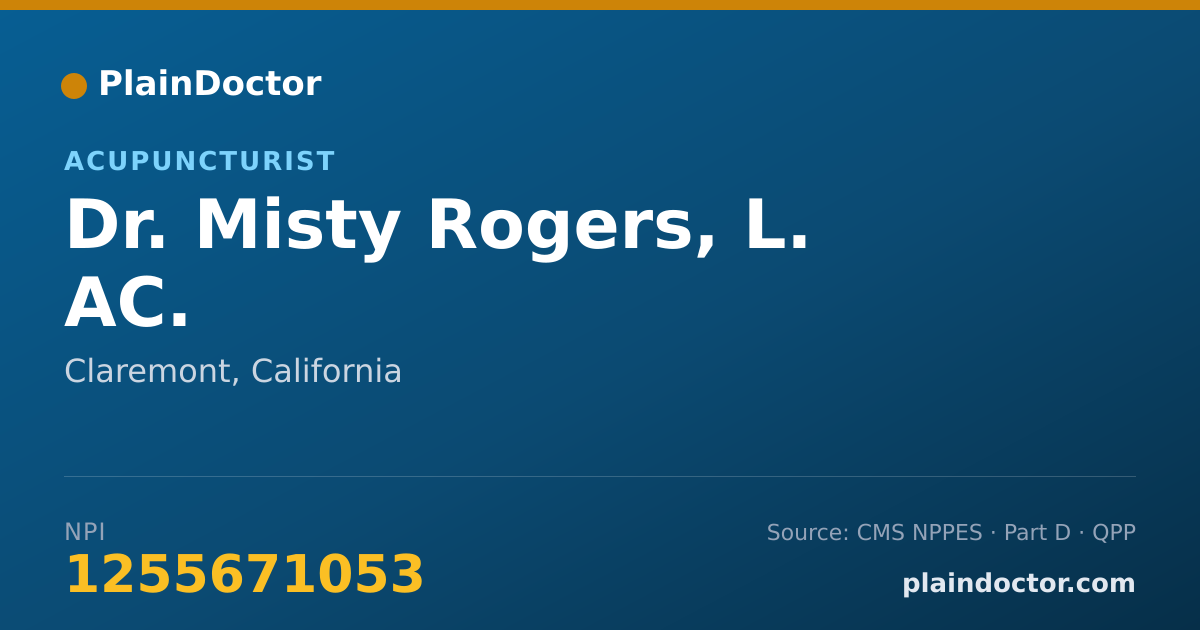 Shareable card for Misty Rogers, L. AC. - Acupuncturist, Claremont, CA