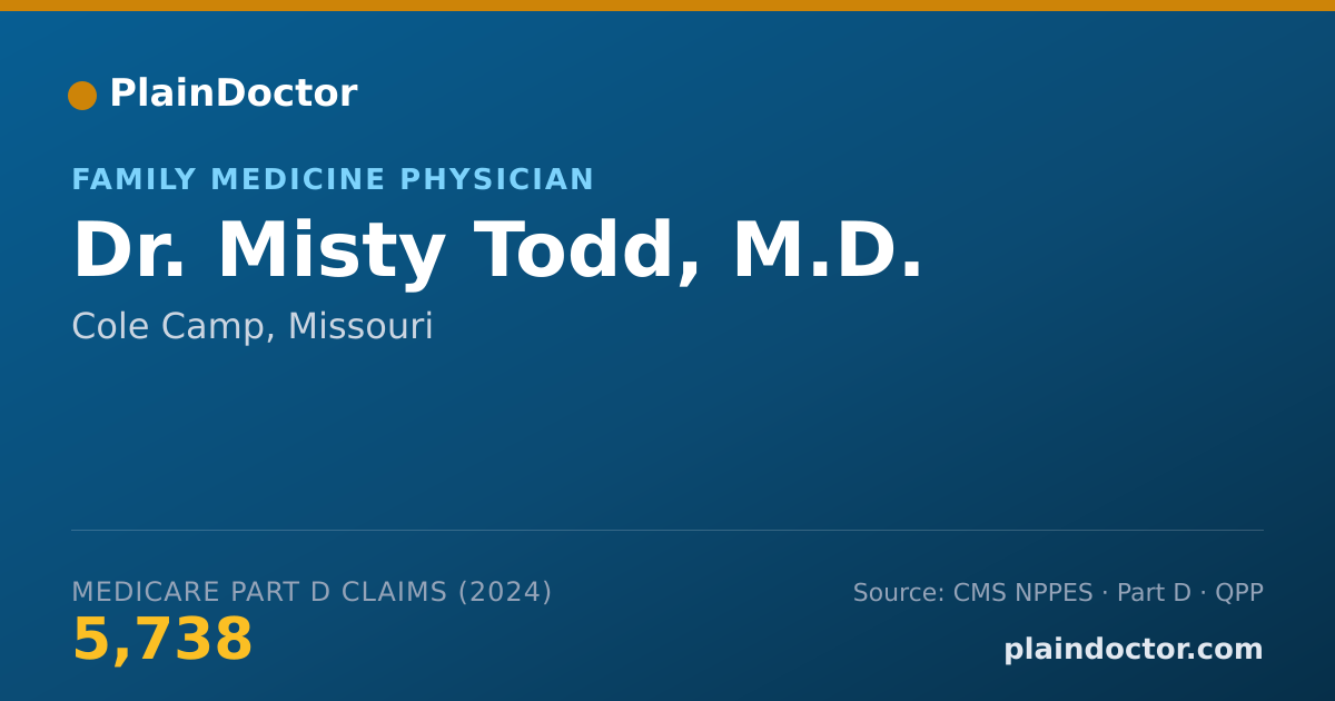 Shareable card for Misty Todd, M.D. - Family Medicine Physician, Cole Camp, MO