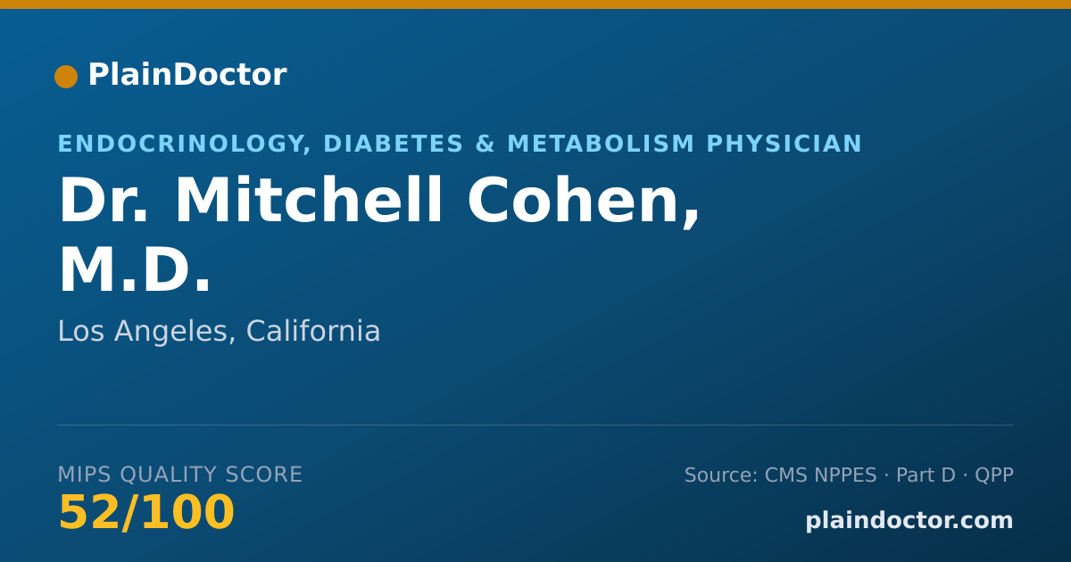 Shareable card for Mitchell Cohen, M.D. - Endocrinology, Diabetes & Metabolism Physician, Los Angeles, CA