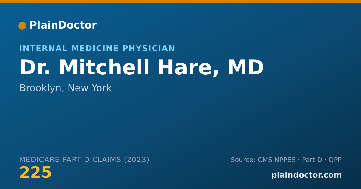 Shareable card for Mitchell Hare, MD - Internal Medicine Physician, Brooklyn, NY