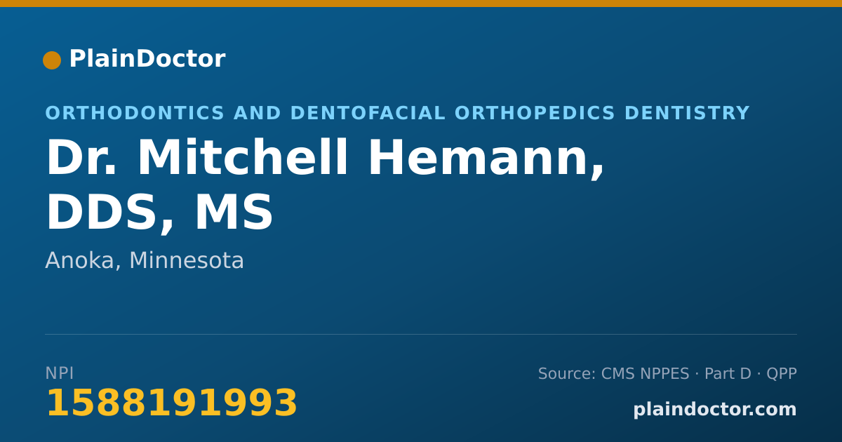 Shareable card for Mitchell Hemann, DDS, MS - Orthodontics and Dentofacial Orthopedics Dentistry, Anoka, MN