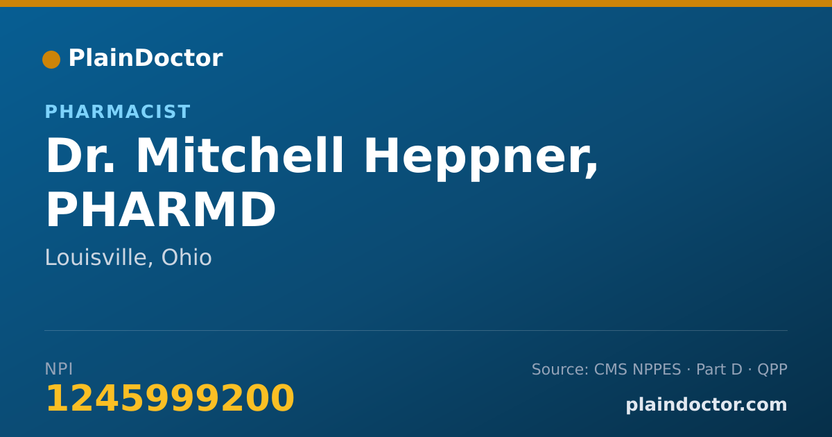 Shareable card for Mitchell Heppner, PHARMD - Pharmacist, Louisville, OH