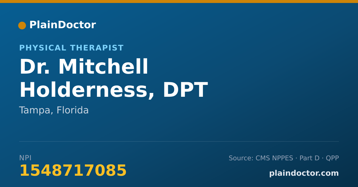 Shareable card for Mitchell Holderness, DPT - Physical Therapist, Tampa, FL