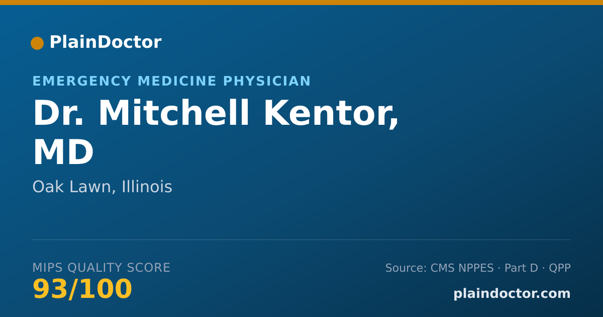 Shareable card for Mitchell Kentor, MD - Emergency Medicine Physician, Oak Lawn, IL