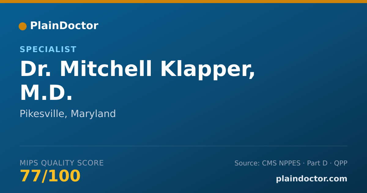 Shareable card for Mitchell Klapper, M.D. - Specialist, Pikesville, MD