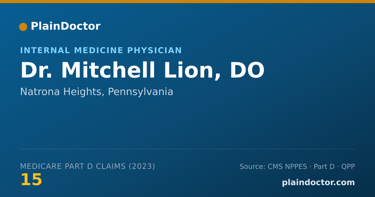 Shareable card for Mitchell Lion, DO - Internal Medicine Physician, Natrona Heights, PA