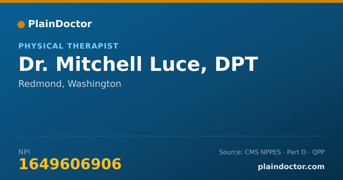 Shareable card for Mitchell Luce, DPT - Physical Therapist, Redmond, WA