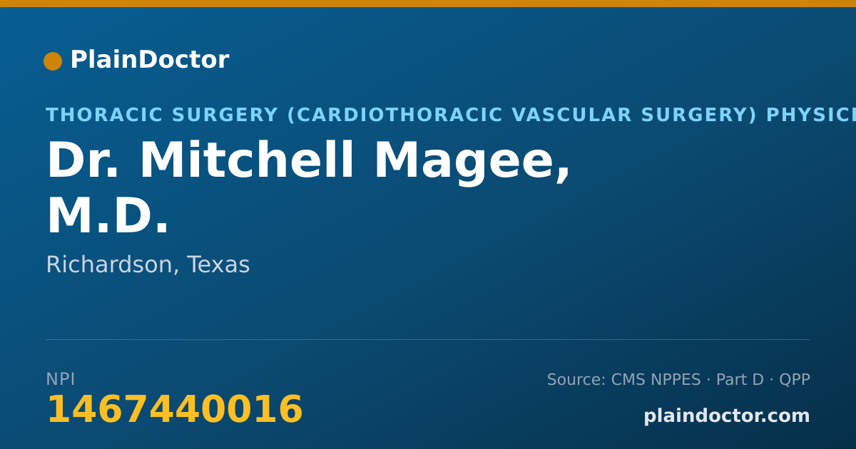 Shareable card for Mitchell Magee, M.D. - Thoracic Surgery (Cardiothoracic Vascular Surgery) Physician, Richardson, TX