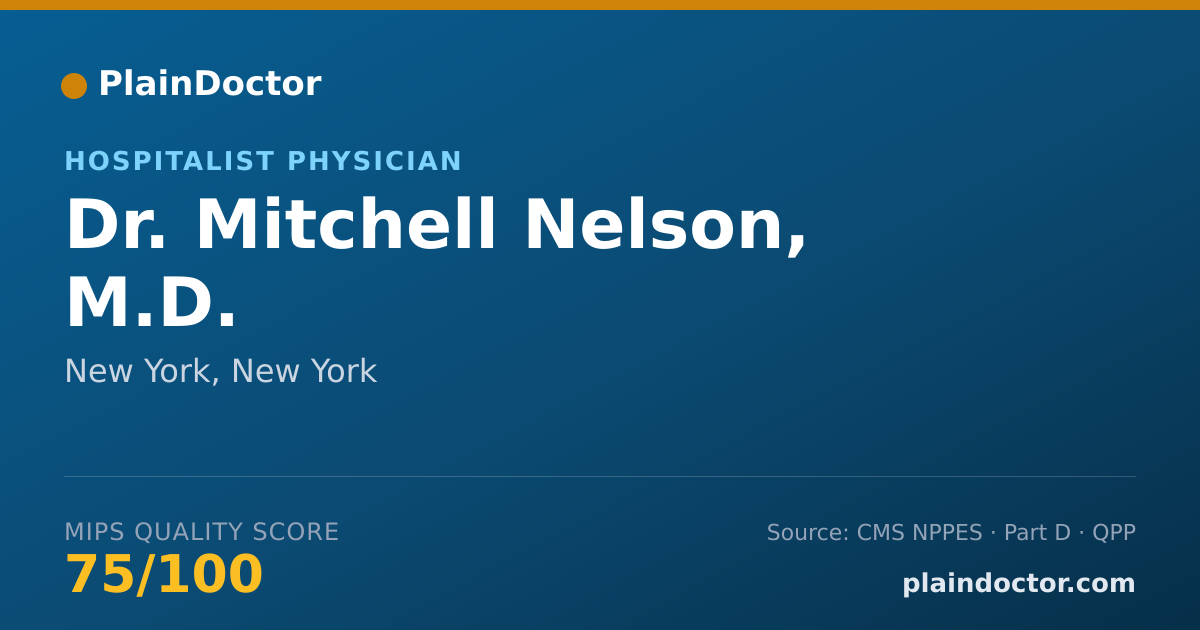Shareable card for Mitchell Nelson, M.D. - Hospitalist Physician, New York, NY