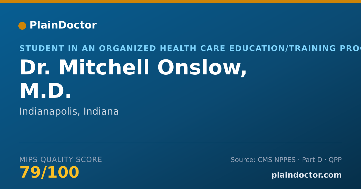 Shareable card for Mitchell Onslow, M.D. - Student in an Organized Health Care Education/Training Program, Indianapolis, IN