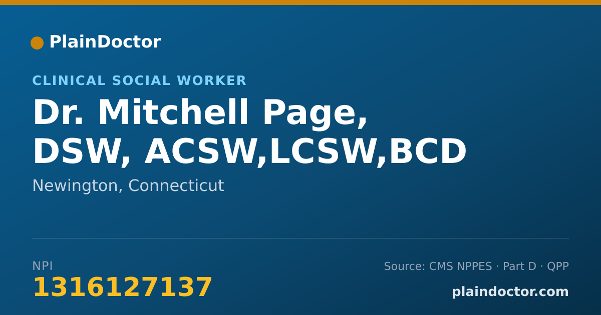 Shareable card for Mitchell Page, DSW, ACSW,LCSW,BCD - Clinical Social Worker, Newington, CT
