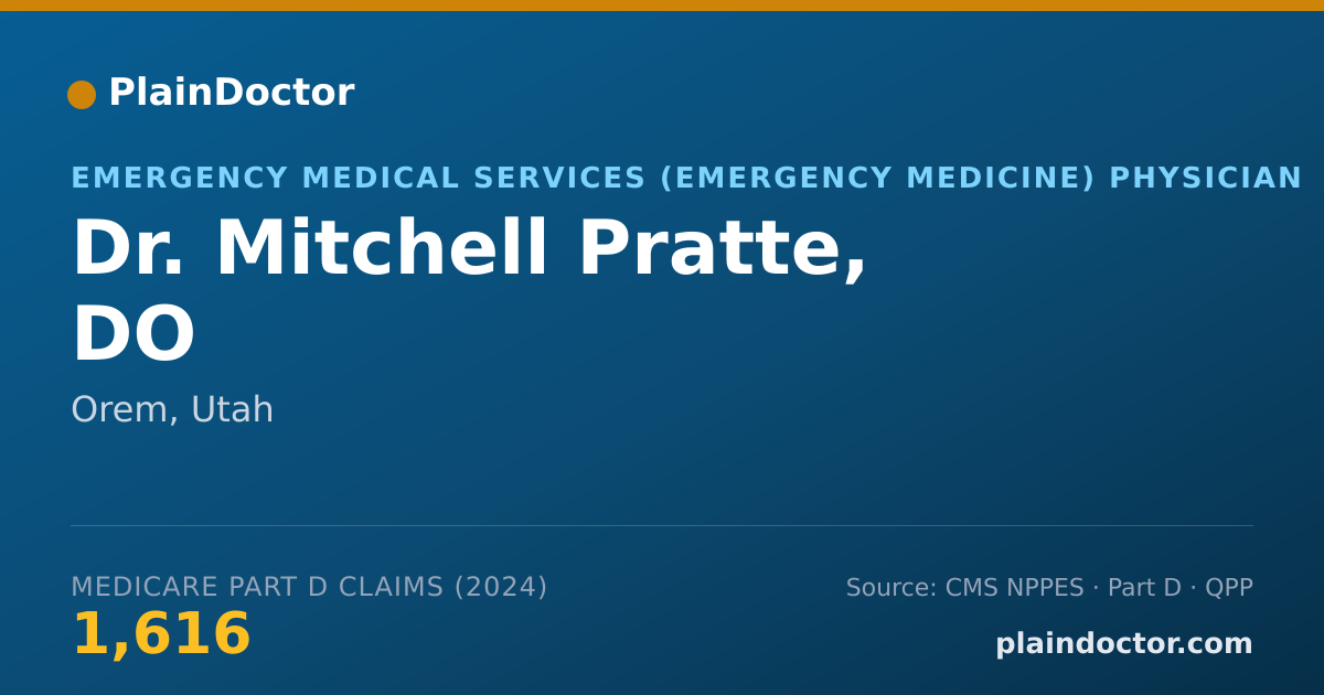 Shareable card for Mitchell Pratte, DO - Emergency Medical Services (Emergency Medicine) Physician, Orem, UT