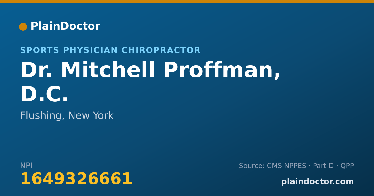 Shareable card for Mitchell Proffman, D.C. - Sports Physician Chiropractor, Flushing, NY