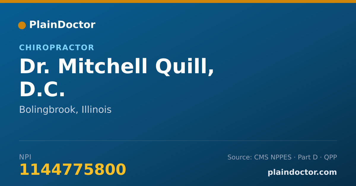 Shareable card for Mitchell Quill, D.C. - Chiropractor, Bolingbrook, IL