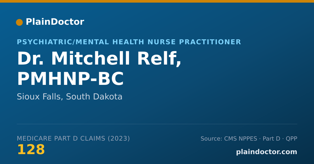 Shareable card for Mitchell Relf, PMHNP-BC - Psychiatric/Mental Health Nurse Practitioner, Sioux Falls, SD
