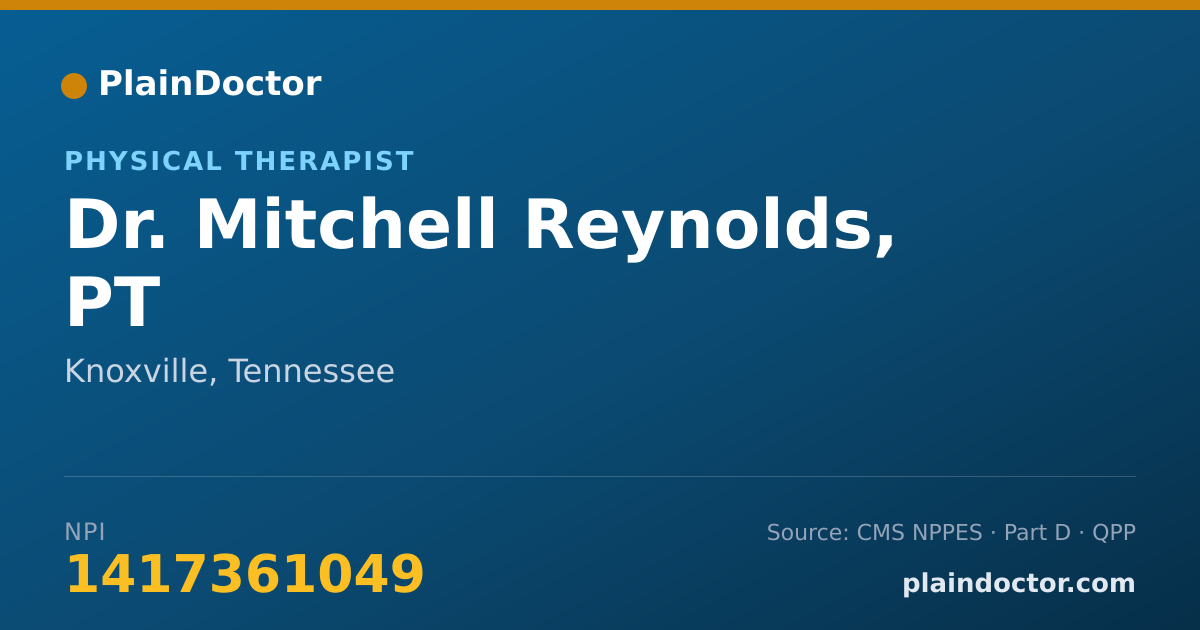 Shareable card for Mitchell Reynolds, PT - Physical Therapist, Knoxville, TN