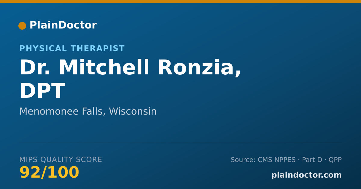 Shareable card for Mitchell Ronzia, DPT - Physical Therapist, Menomonee Falls, WI