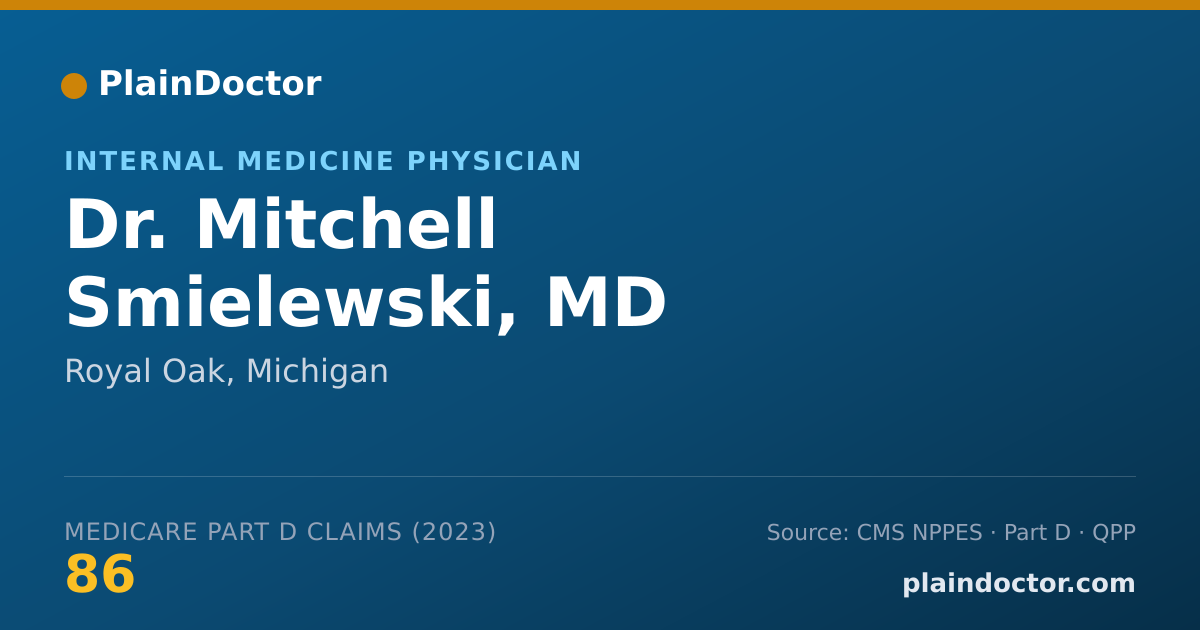 Shareable card for Mitchell Smielewski, MD - Internal Medicine Physician, Royal Oak, MI