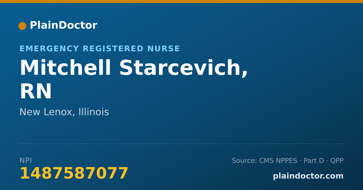 Shareable card for Mitchell Starcevich, RN - Emergency Registered Nurse, New Lenox, IL