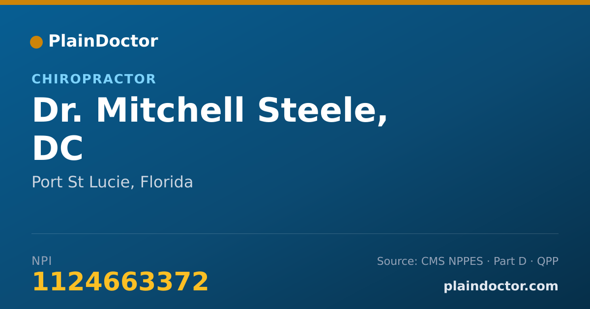 Shareable card for Mitchell Steele, DC - Chiropractor, Port St Lucie, FL