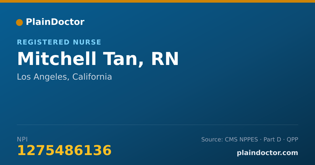 Shareable card for Mitchell Tan, RN - Registered Nurse, Los Angeles, CA