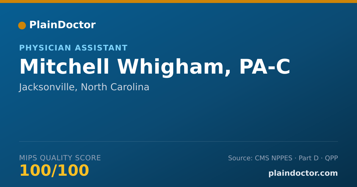 Shareable card for Mitchell Whigham, PA-C - Physician Assistant, Jacksonville, NC
