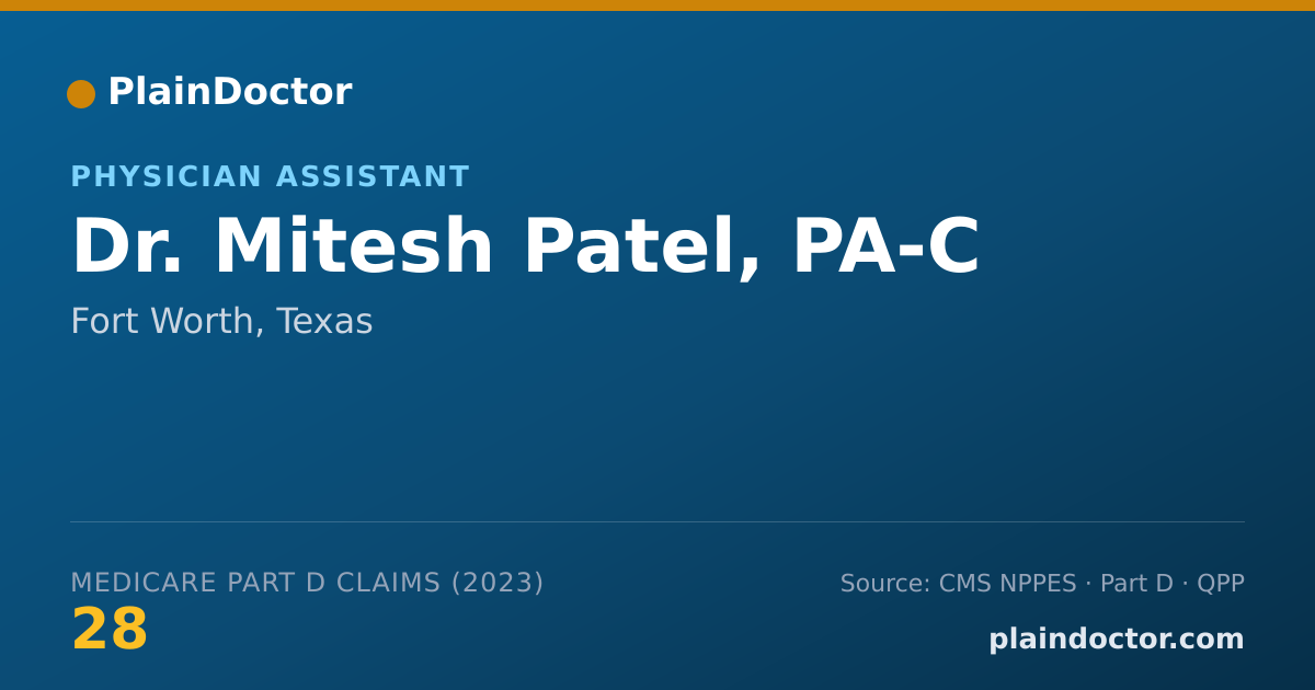 Shareable card for Mitesh Patel, PA-C - Physician Assistant, Fort Worth, TX