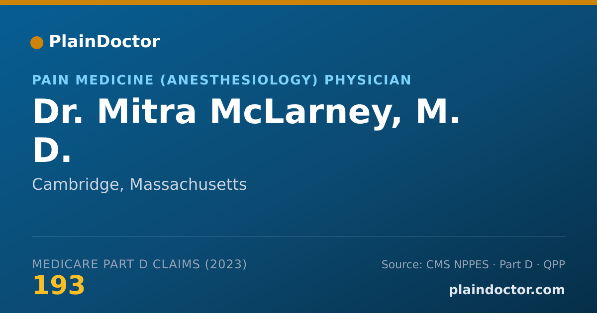 Shareable card for Mitra McLarney, M. D. - Pain Medicine (Anesthesiology) Physician, Cambridge, MA