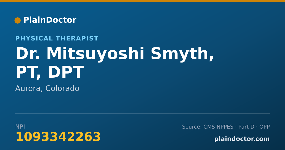Shareable card for Mitsuyoshi Smyth, PT, DPT - Physical Therapist, Aurora, CO