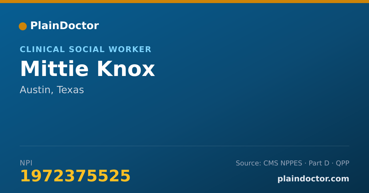 Shareable card for Mittie Knox - Clinical Social Worker, Austin, TX