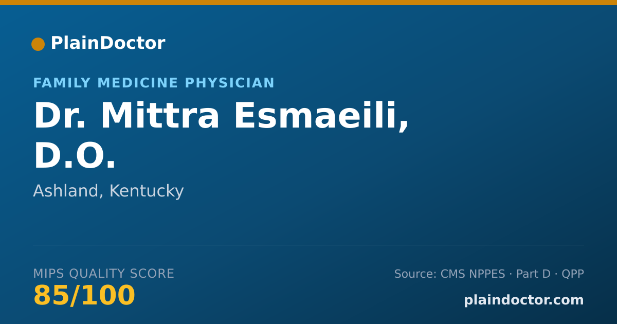 Shareable card for Mittra Esmaeili, D.O. - Family Medicine Physician, Ashland, KY