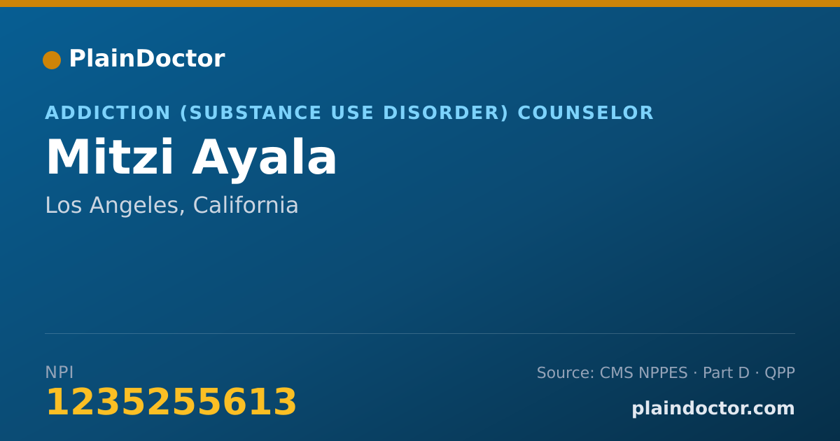 Shareable card for Mitzi Ayala - Addiction (Substance Use Disorder) Counselor, Los Angeles, CA