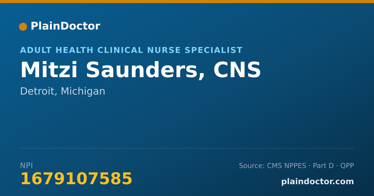 Shareable card for Mitzi Saunders, CNS - Adult Health Clinical Nurse Specialist, Detroit, MI