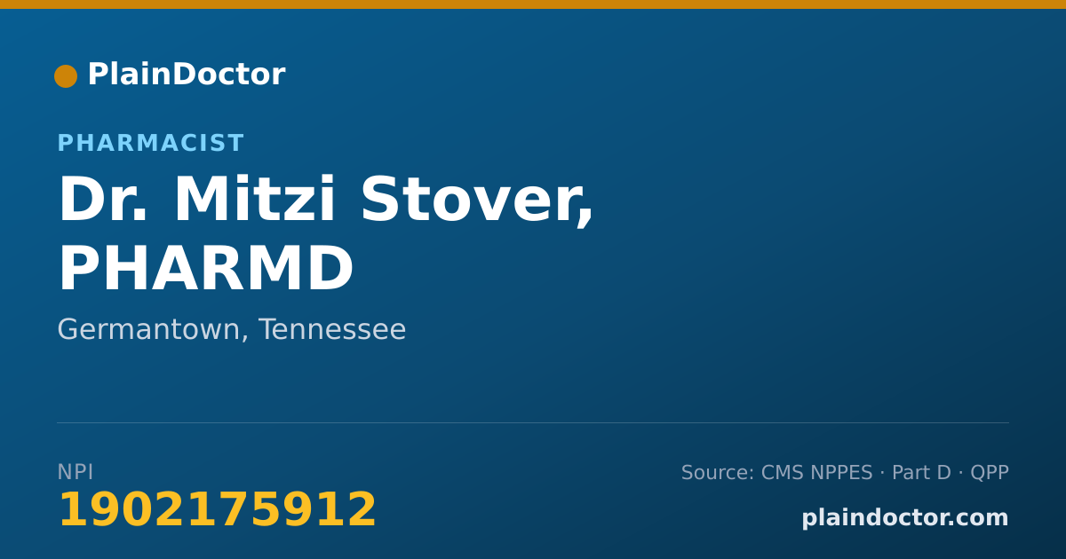Shareable card for Mitzi Stover, PHARMD - Pharmacist, Germantown, TN