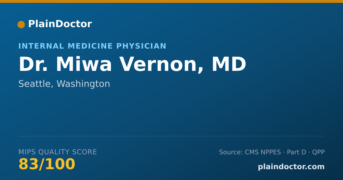 Shareable card for Miwa Vernon, MD - Internal Medicine Physician, Seattle, WA