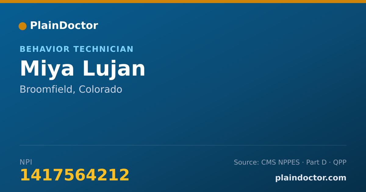 Shareable card for Miya Lujan - Behavior Technician, Broomfield, CO
