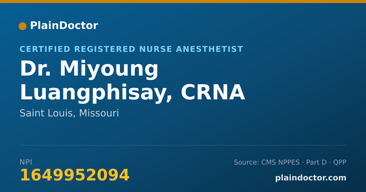 Shareable card for Miyoung Luangphisay, CRNA - Certified Registered Nurse Anesthetist, Saint Louis, MO