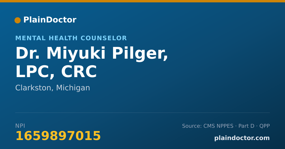 Shareable card for Miyuki Pilger, LPC, CRC - Mental Health Counselor, Clarkston, MI