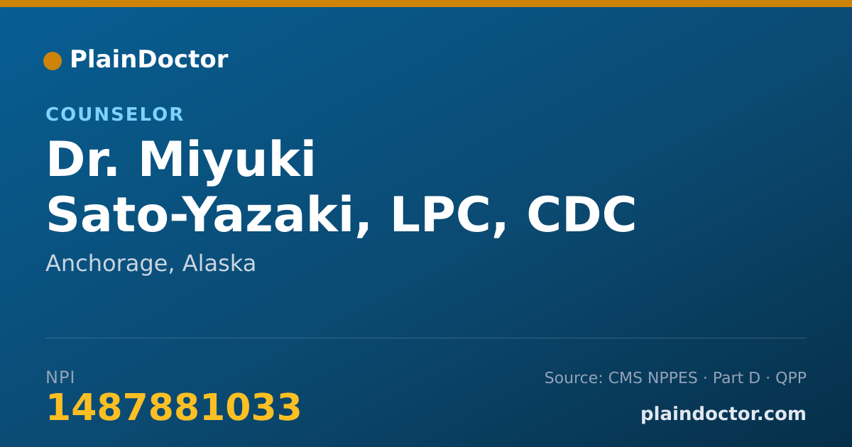 Shareable card for Miyuki Sato-Yazaki, LPC, CDC - Counselor, Anchorage, AK