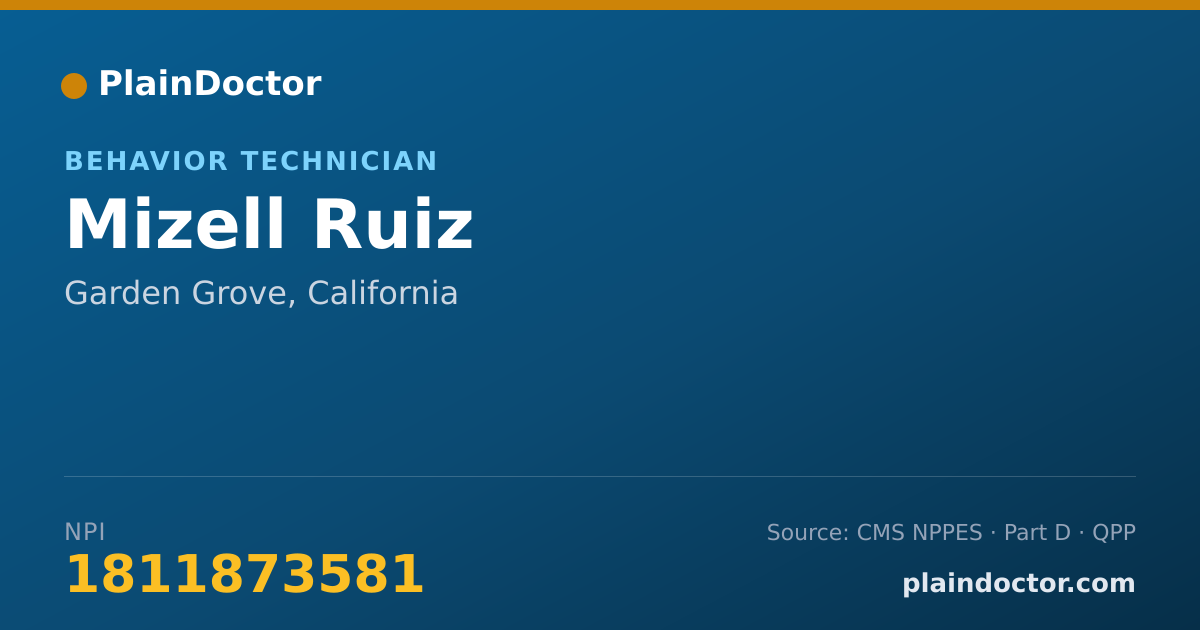 Shareable card for Mizell Ruiz - Behavior Technician, Garden Grove, CA