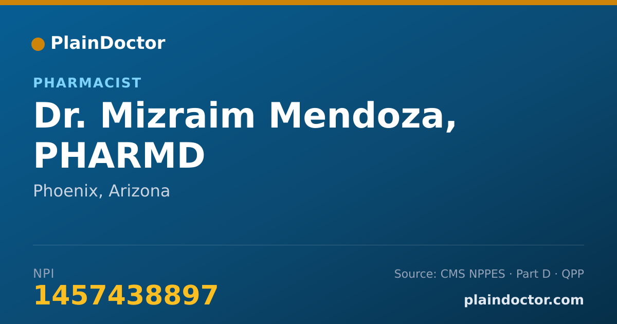 Shareable card for Mizraim Mendoza, PHARMD - Pharmacist, Phoenix, AZ