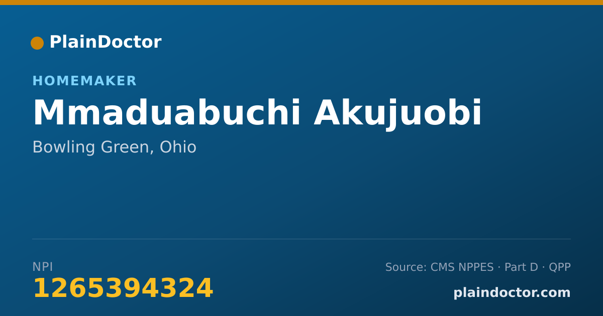 Shareable card for Mmaduabuchi Akujuobi - Homemaker, Bowling Green, OH