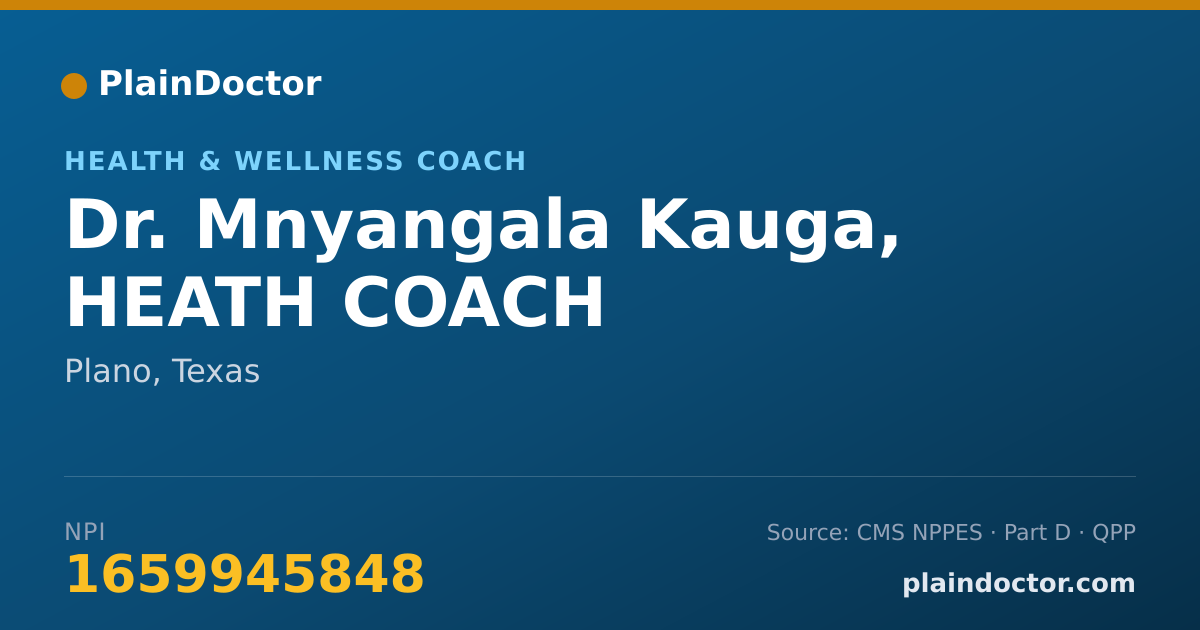Shareable card for Mnyangala Kauga, HEATH COACH - Health & Wellness Coach, Plano, TX