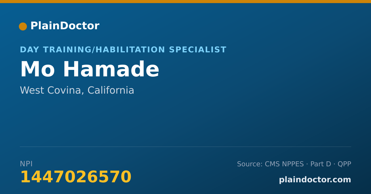 Shareable card for Mo Hamade - Day Training/Habilitation Specialist, West Covina, CA