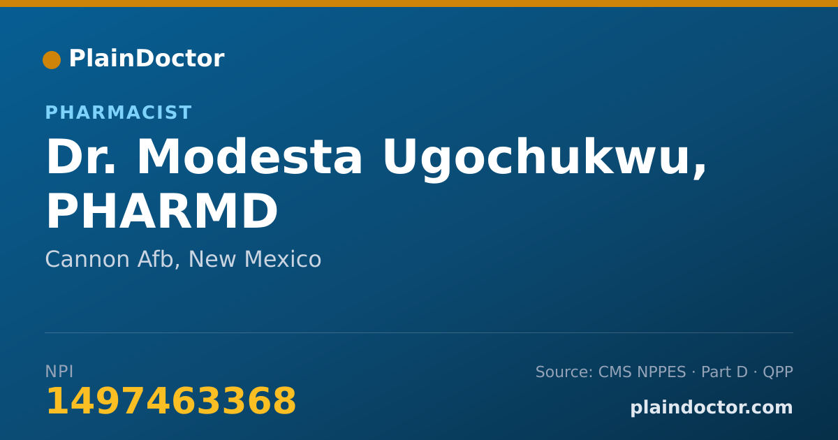 Shareable card for Modesta Ugochukwu, PHARMD - Pharmacist, Cannon Afb, NM