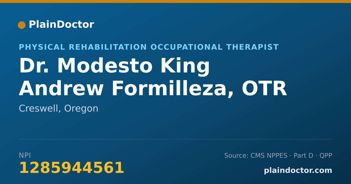 Shareable card for Modesto King Andrew Formilleza, OTR - Physical Rehabilitation Occupational Therapist, Creswell, OR